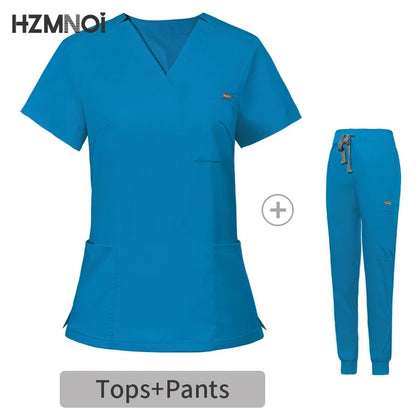 HZMNOI Short Sleeve Nurse Dress Uniform Stylish Female Womens Tie Up Medical Scrubs Nurse Uniform Medical Spa Women Uniforms Badiee Stylez