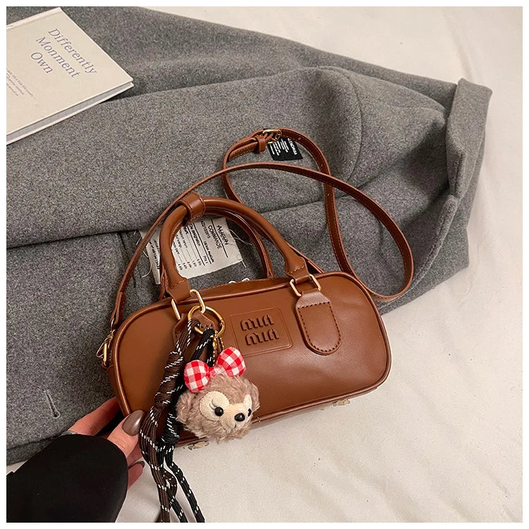Luxury high-end designer portable bowling bag female 2025 new autumn and winter fashion all-match messenger bag small square bag