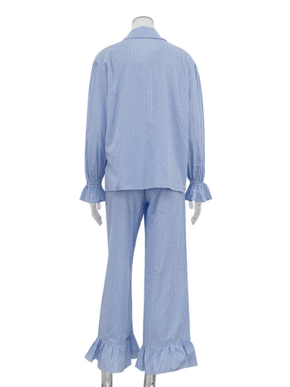 Marthaqiqi Striped Women Pajamas Set Turn-Down Collar Sleepwear Long Sleeve Nightgown Pants Casual Ladies Nightwear 2 Piece Suit