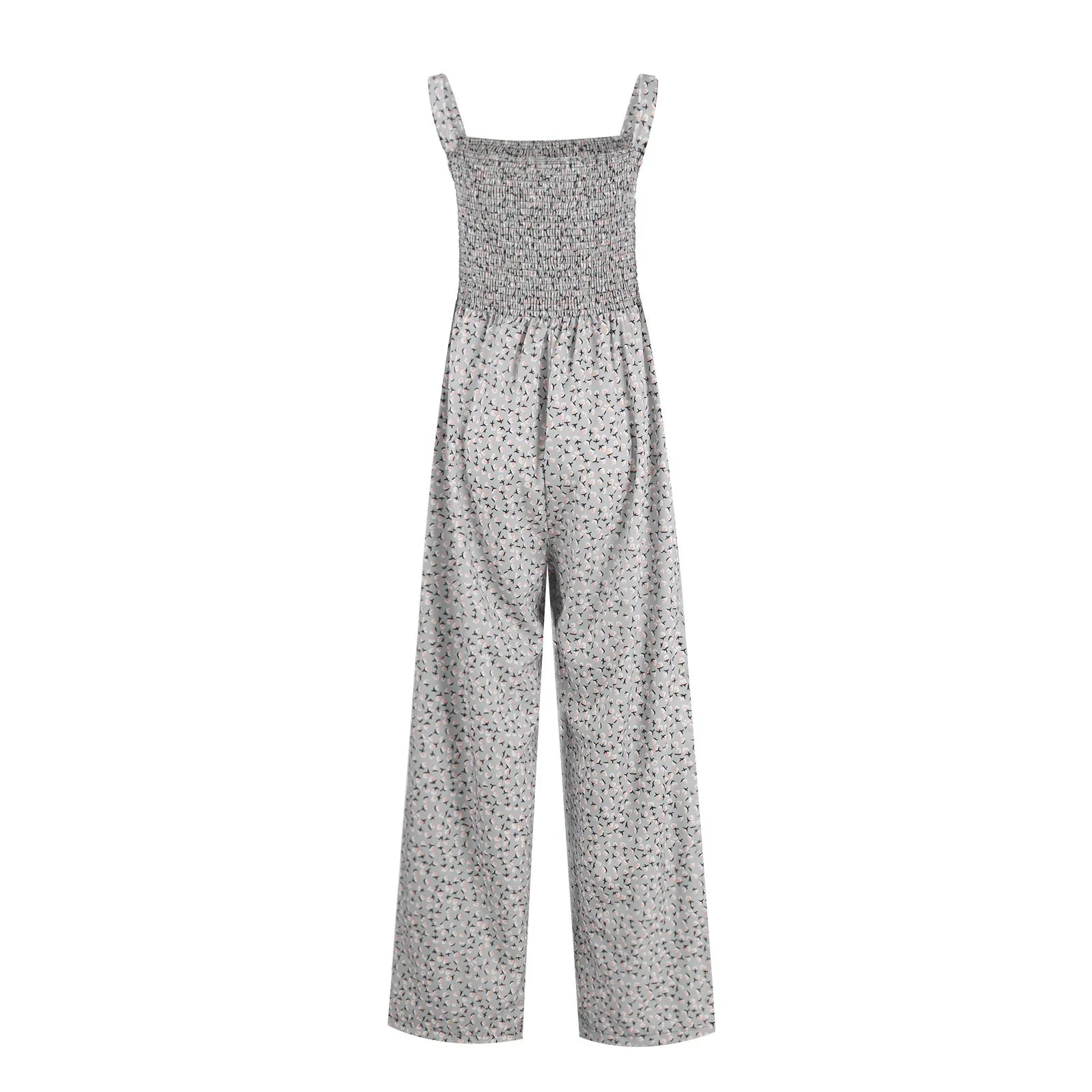 Women'S Suspender Jumpsuits Fashion Trend Pleated Shoulder Straps Printed Pocket Loose Wide Leg Jumpsuits Daily Casual All-Match