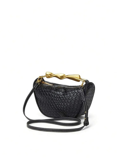 Summer Half-Moon Beach Straw Shoulder Bags Women's Straw Bucket Bag Purse Woven Straw Handbags Casual Tote Crossbody Bag