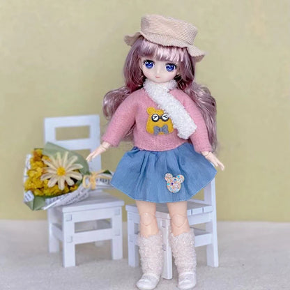 30cm Two-dimensional Doll Comic Face 1/6 Bjd Doll or Dress Up Clothes Children's Girl Birthday Gift Toys Kids Toys