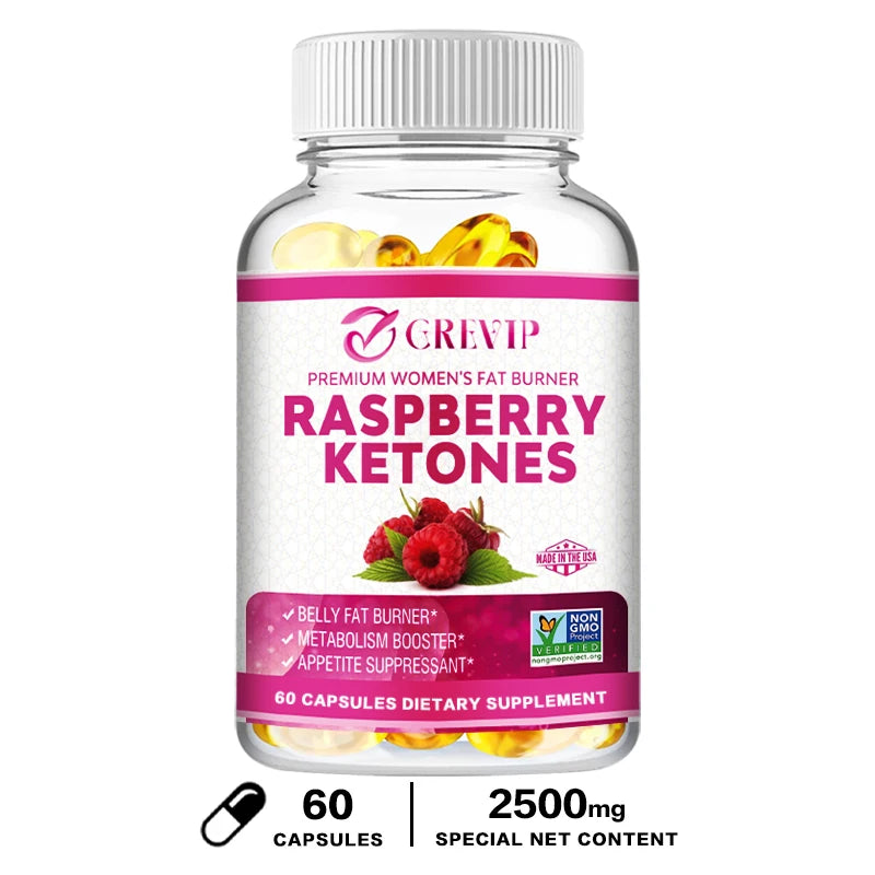 Raspberry Ketones - Weight Loss Supplements, Appetite Suppressants, Fat Burners, Pure Energy and Metabolism Boosters 60 Capsules