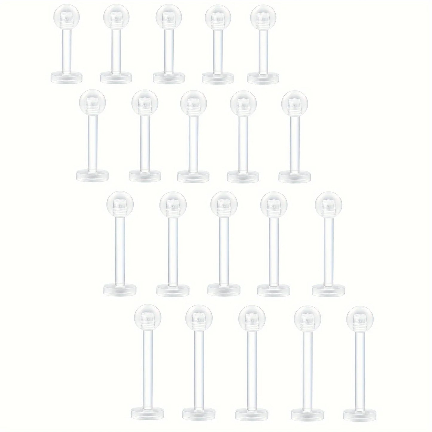 10~20pcs/Set Transparent Acrylic Bioflex Tragus Retainer Lip Studs Ear Helix Earring 6mm 8mm 10mm 12mm Body Piercing Jewelry Badiee Stylez