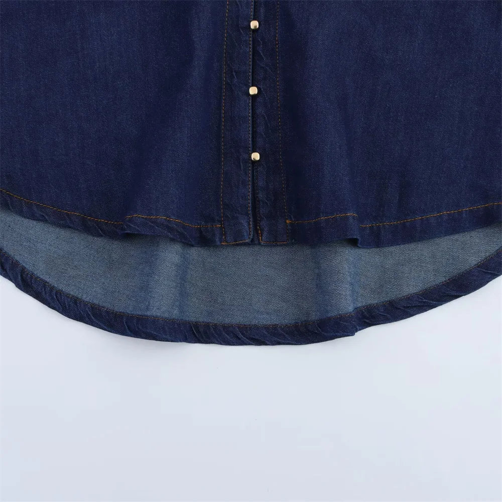 UNIZERA 2025 Women Denim Set Loose Fit Button Down Shirt With Wide Leg Pants Fashionable Casual Wear for Women