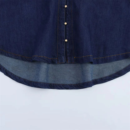 UNIZERA 2025 Women Denim Set Loose Fit Button Down Shirt With Wide Leg Pants Fashionable Casual Wear for Women