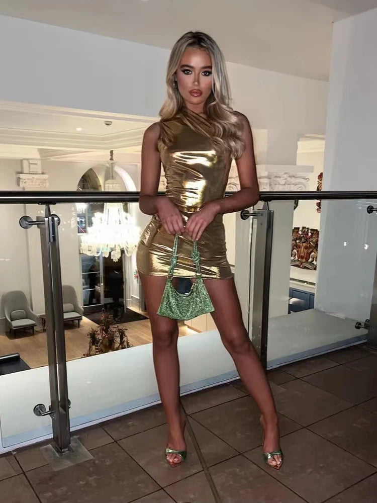 Sexy One Shoulder Bodycon Dresses For Women Solid Irregular Skinny Mini Dress Female Party Nightclub Buttocks Short Gown vestido