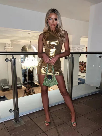 Sexy One Shoulder Bodycon Dresses For Women Solid Irregular Skinny Mini Dress Female Party Nightclub Buttocks Short Gown vestido