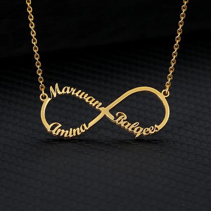 Custom Double Heart Two Names Infinity Necklaces For Women Stainless Steel Customized Necklace Pendant Personalized Jewelry Gift Badiee Stylez