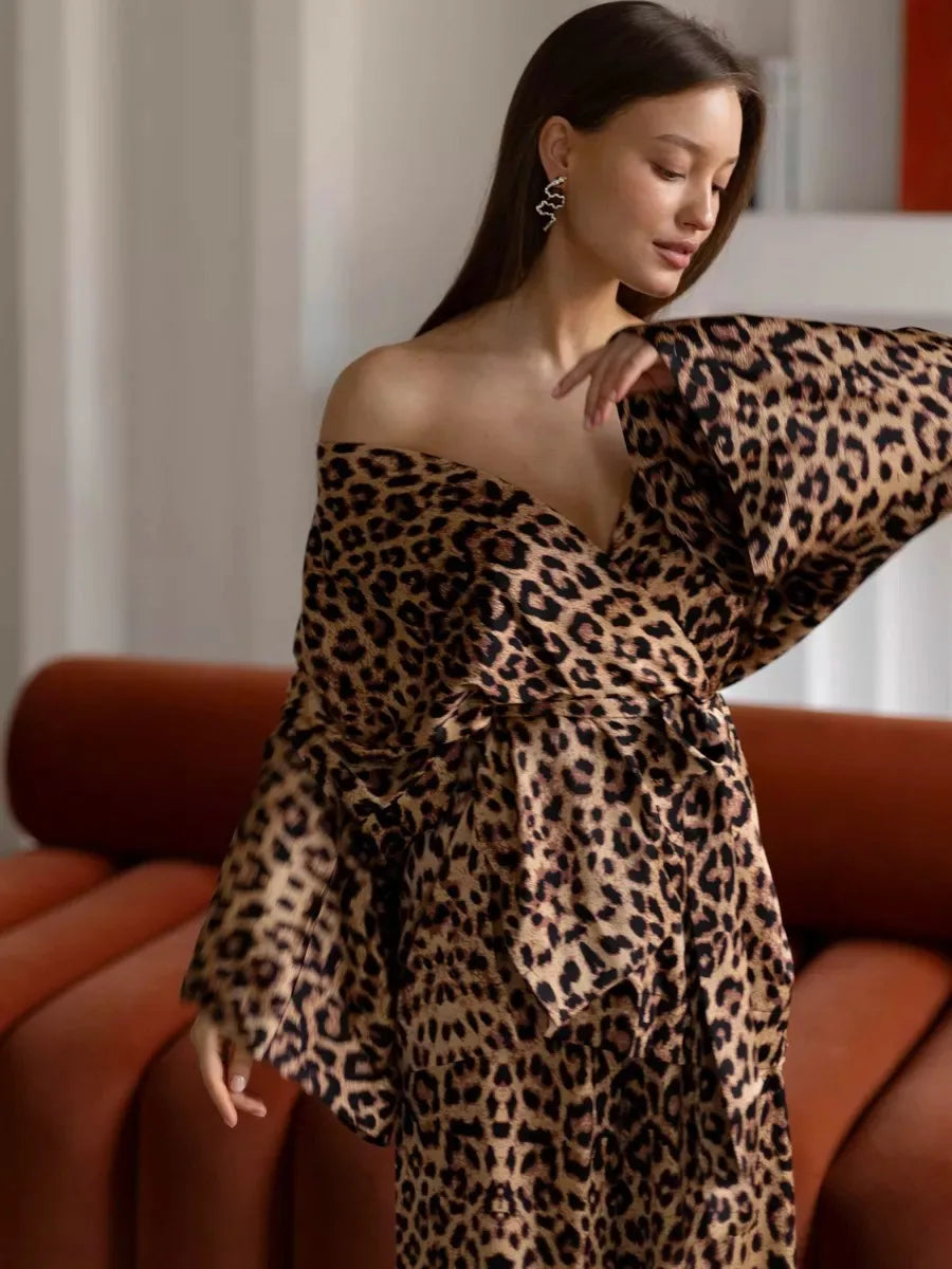 Mozuleva Solid Color Long Sleeved Pants Pajama 2-Piece Set Women's Autumn Winter Lace Up Nightgown Comfortable Home Clothing