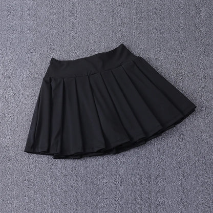 2024 New Best-Selling Pleated Nylon Spandex High Waisted Pocket Skirt With Anti Glare A-Line Sports Tennis Skirt black