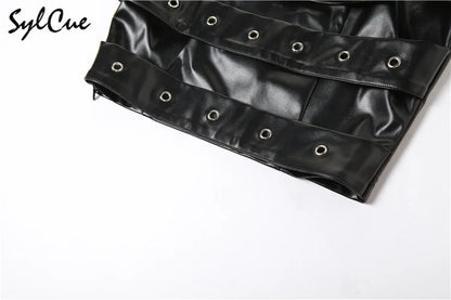 Sylcue Classic Retro Matte Black Mysterious Sexy All-Match Personality Fashionable Summer Travel Cool Women Belt Chest Wrap Vest