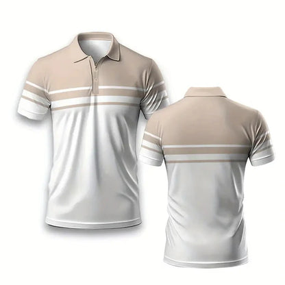 Men's Polo Shirt - Striped Short Sleeve Summer Sportswear - Oversized Fashion Top by [Brand Name]