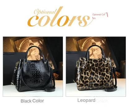 Genuine Leather Women Handbags New Tote Bag Fashion Crocodile Print Bucket Bag Retro Shoulder Messenger Bags Trend 2025