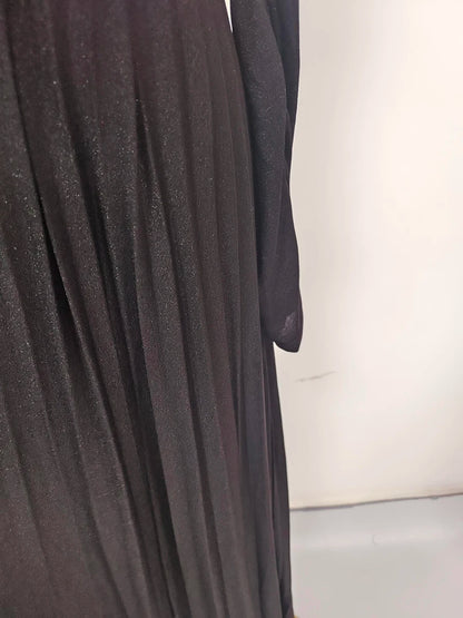 TWOTWINSTYLE Solid Spliced Belt Slimming Dresses For Women O Neck Long Sleeve High Waist Temperament Long Dress Female Clothes