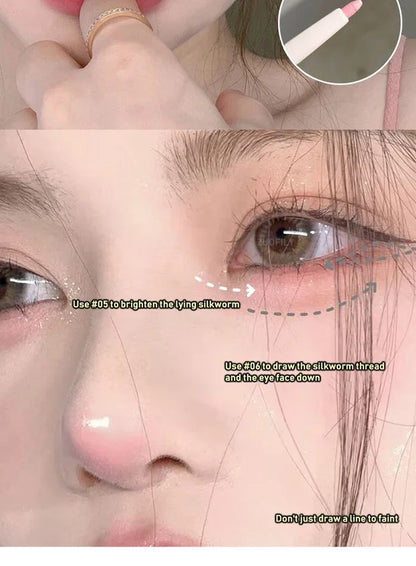 Glitter Pink Lying Silkworm Pen Color Natural Brightening Matte Eye Shadow Pencil Shimmer Glue Eyeliner Waterproof Korean Makeup