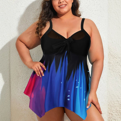 LAPA Plus Size Womens Scenery Printed Padded Strappy Tankini Sets Summer Beach Ladeis Swimsuits Swimwear Swimming Bikini Outfit