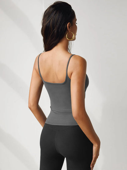 Women's Sleeveless Slim Fitted Racerback Workout Basic Tank Top Spaghetti Strap Scoop Neck Summer Cami Tee Shirts Y2K Tops