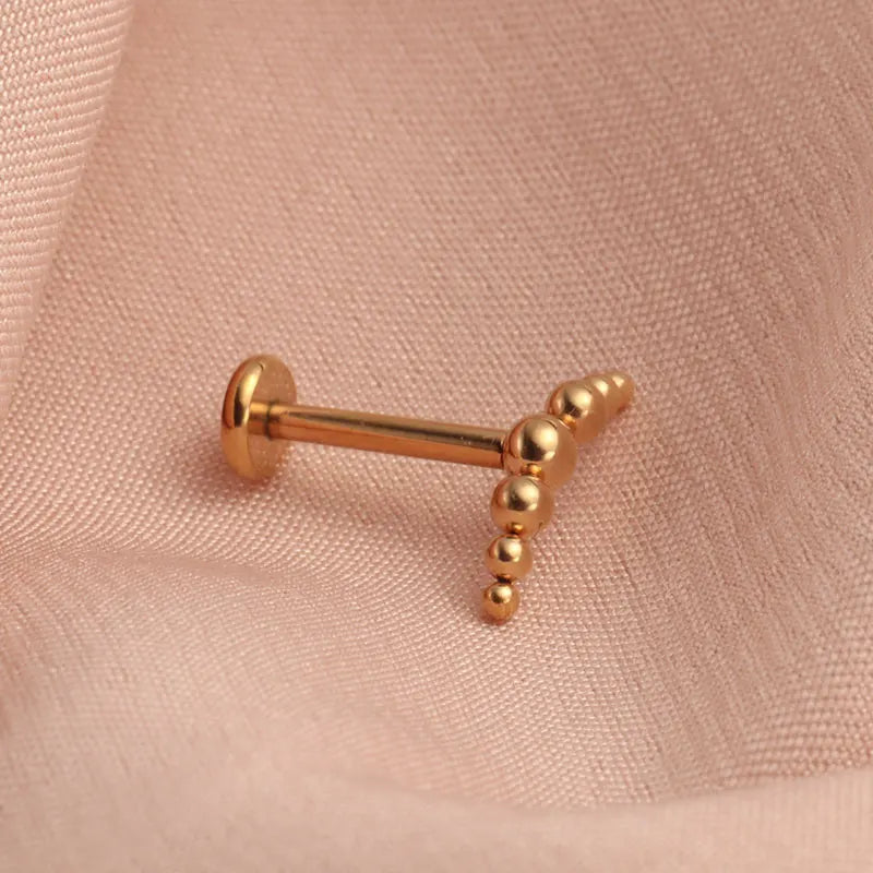 ASTM F136 Titanium Mirror Polish 7 Beads Cluster 16G Labret Cartilage Helix Conch Monroe Tragus Piercing Body Jewelry