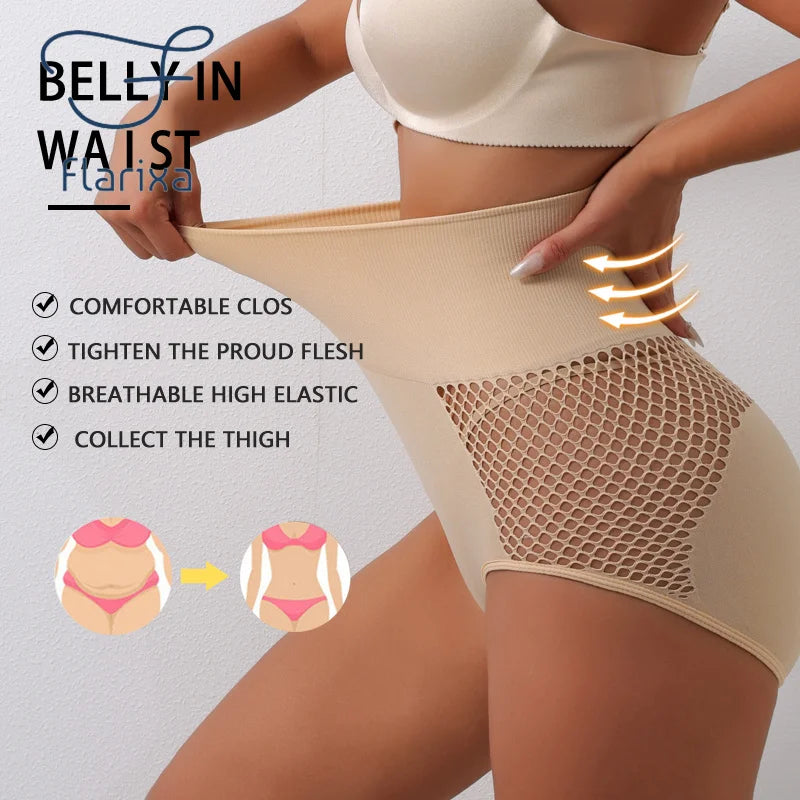 Flarixa 1/2/3Pcs Hollow Belly Control Shapewear Women Panties High Waist Double Layer Tummy Shaper Heart-shaped Hip Lift Pants Badiee Stylez