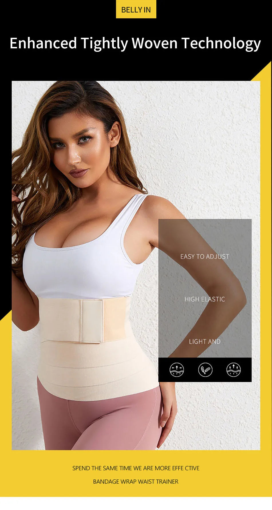 Women Hook and Loop Abdominal Slimming Bandages with Elastic Wrap Daily Use and Effective for Post-Gym Maternity Supplies