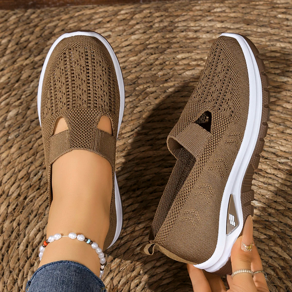 women's summer shoes - casual sneaker, Non-slip sole design, fly-woven upper is more skin-friendly sale shoes with free shipping Brown