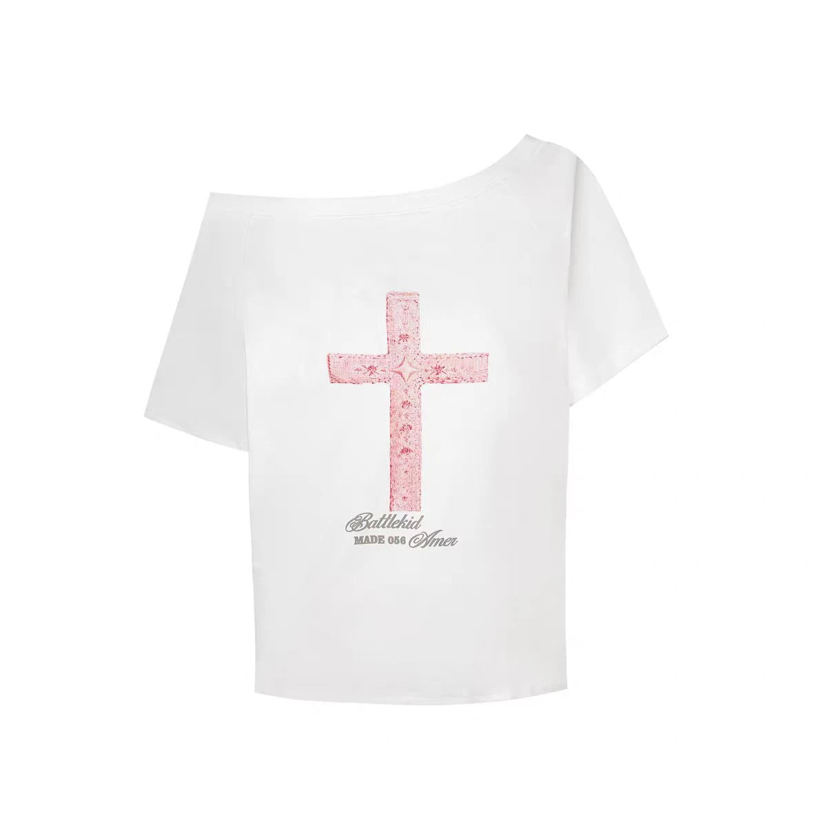 Tawaaiw Gothic Print Cross T Shirt Women Off Shoulder Short Sleeve Graphic Tee Female Clothing Korean Fashion 2000s Clothes Y2k