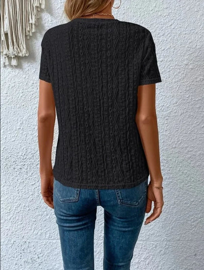 Summer Solid Short Sleeve Hollow Out Casual Shirt Women Fashion White Tops Blouse Sexys Mujer Blusas Elegantes Finas Para Mujer