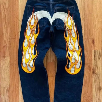 European and American hip-hop jeans men and women printing four seasons trendy trousers Gothic Y2K high street spring and summer