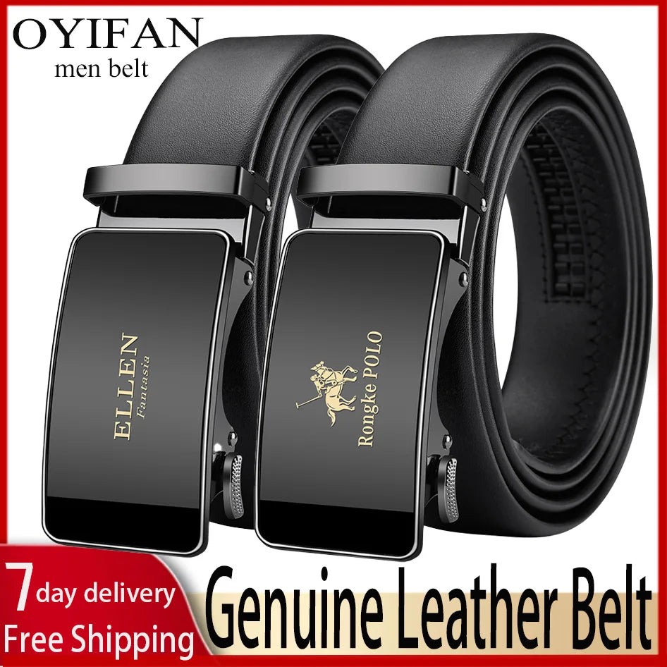 OYIFAN Men Belt Genuine Leather belt for men Alloy buckle ratchet belts Men Designer Belt Automatic belts 벨트 Badiee Stylez