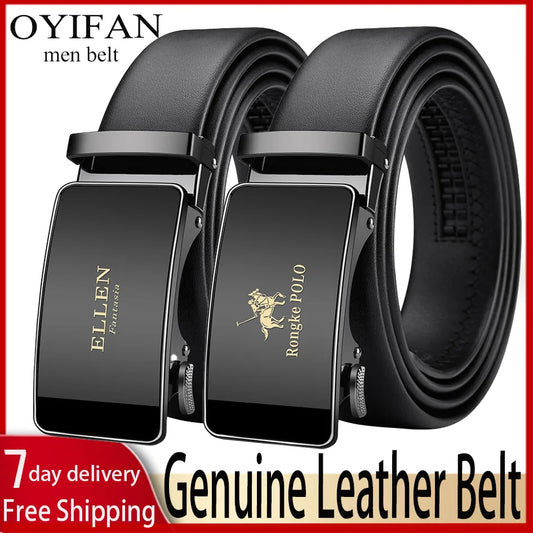 OYIFAN Men Belt Genuine Leather belt for men Alloy buckle ratchet belts Men Designer Belt Automatic belts 벨트 Badiee Stylez