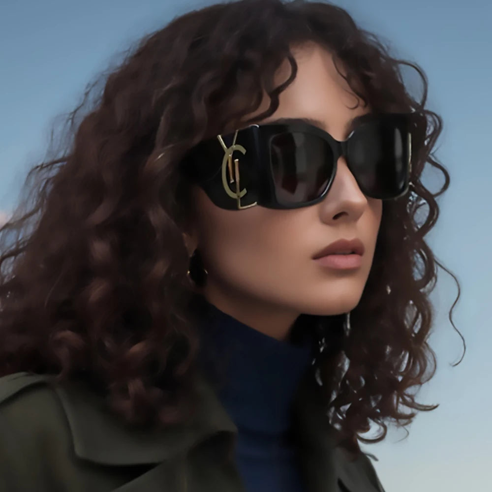 Classic Designer Cat Eye Sunglasses For Women Fashion Trendy Anti-reflective Sun Glasses Ladies Gradient Shades Oculos UV400 Gold Black Sunglasses