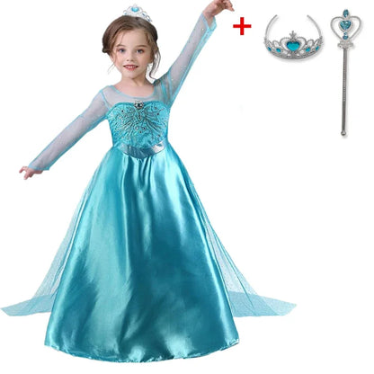 Elsa Dress for Girls 3-10Y Birthday Role Elsa Princess Dress For Kids Halloween 2024 Carnival Easter Party Cosplay Girls Costume