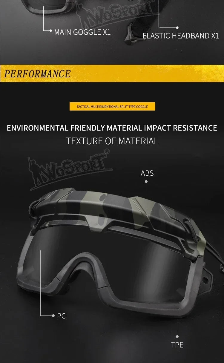 Sports Sunglasses for Men Women 2 Modes Airsoft Goggles Riding Eye Protection for Hiking Paintball Hunting Gear