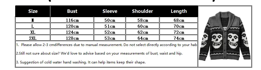 Fall/Winter y2k Portrait Printed Harajuku Sweater Fashion Men and Women Long Sleeves Coat Warm Gothic Ghost Pattern Sweaters