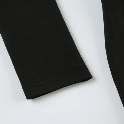 Backless Chic Fashion Skinny Sexy Long Sleeve Short Dress Women Rave Baddie Clubwear Black Solid Party Dresses