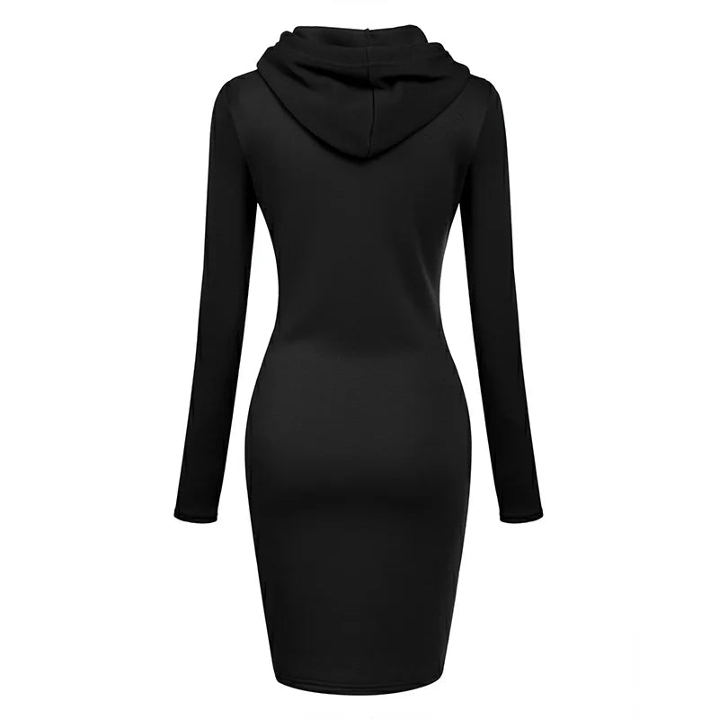 Fashion Sweatshirt Dresses Women's Pocket Hooded Casual Dresses Mini Dresses Badiee Stylez