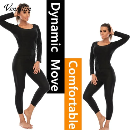 Vensslim Body Shaper Sauna Suits Sweat Slimming Waist Trainer Corset Long Sleeve Fat Burn Shirt Women Workout Tummy Control Tops