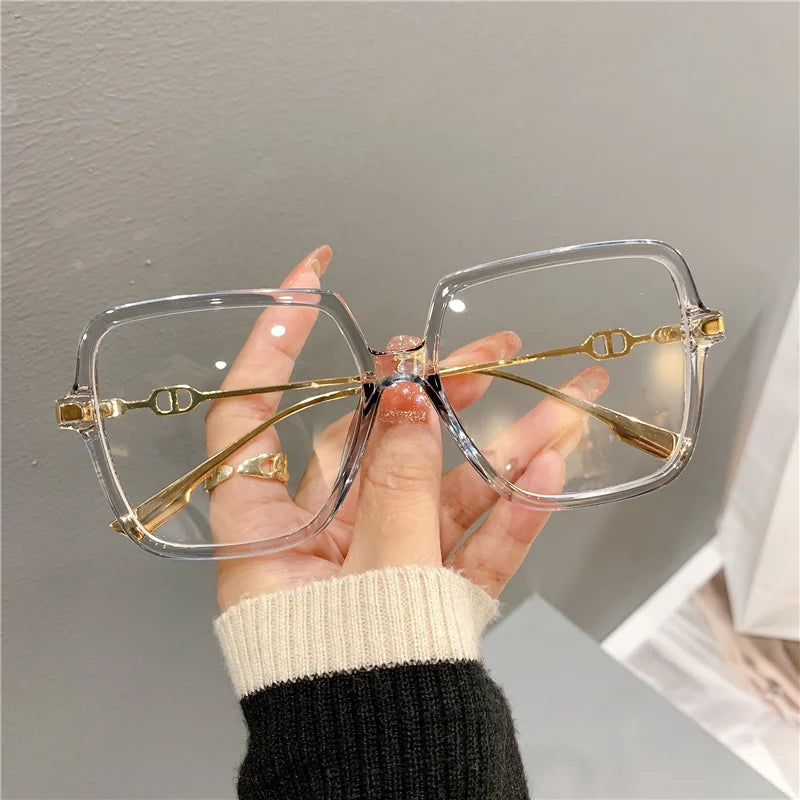 Fashion Oversized Square Eyewear Retro Womens Light Bloking Metal Frame Glasses Trend Optical Computer Eyeglasses Badiee Stylez