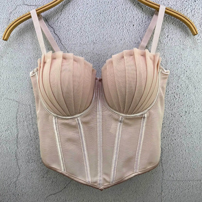 Y2k Top Women Clothing Sexy Tops Camis Tees Fashion Clothes Corset Streetwear Party Club Underwear Bustiers Slimming Lingerie A-Apricot