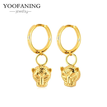 925 Sterling Silver Ear Needle Exquisite Luxury Hoop Earrings Unique Leopard Pendant Animal Design Women's Earrings Jewelry Gift LN0563-1