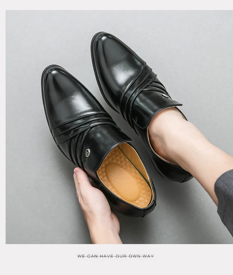 Men Formal Oxford Shoes Casual Business Office Party Loafers Men's High Heels Shoes Classic Men Shoes PU Leather Dress Shoes