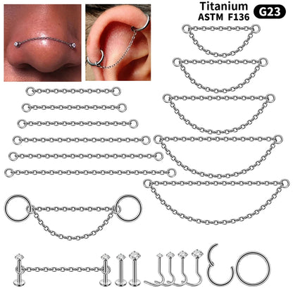 Dreamlee ASTM G23 Titanium Connector Chain For Nose Ring Hoop Clicker Cartilage Helix Body Piercing Jewelry Accessory