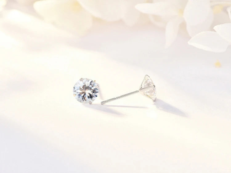 Crystal Zircon Real 925 Sterling Silver Earrings Channel Cubic Zirconia Silver Stud Earrings for Women Sterling Silver Jewelry