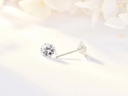 Crystal Zircon Real 925 Sterling Silver Earrings Channel Cubic Zirconia Silver Stud Earrings for Women Sterling Silver Jewelry