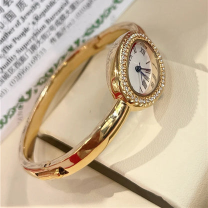 Fashion Brand Wrist Watches Woman Girl Oval Diamond Crystal Bracelet Style Quartz Steel Metal Band Luxury Clock CA192