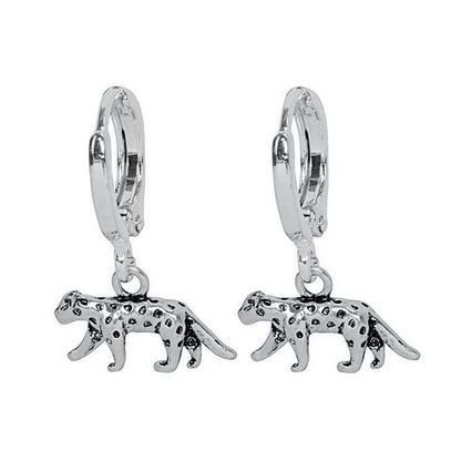 925 Sterling Silver Ear Needle Exquisite Luxury Hoop Earrings Unique Leopard Pendant Animal Design Women's Earrings Jewelry Gift