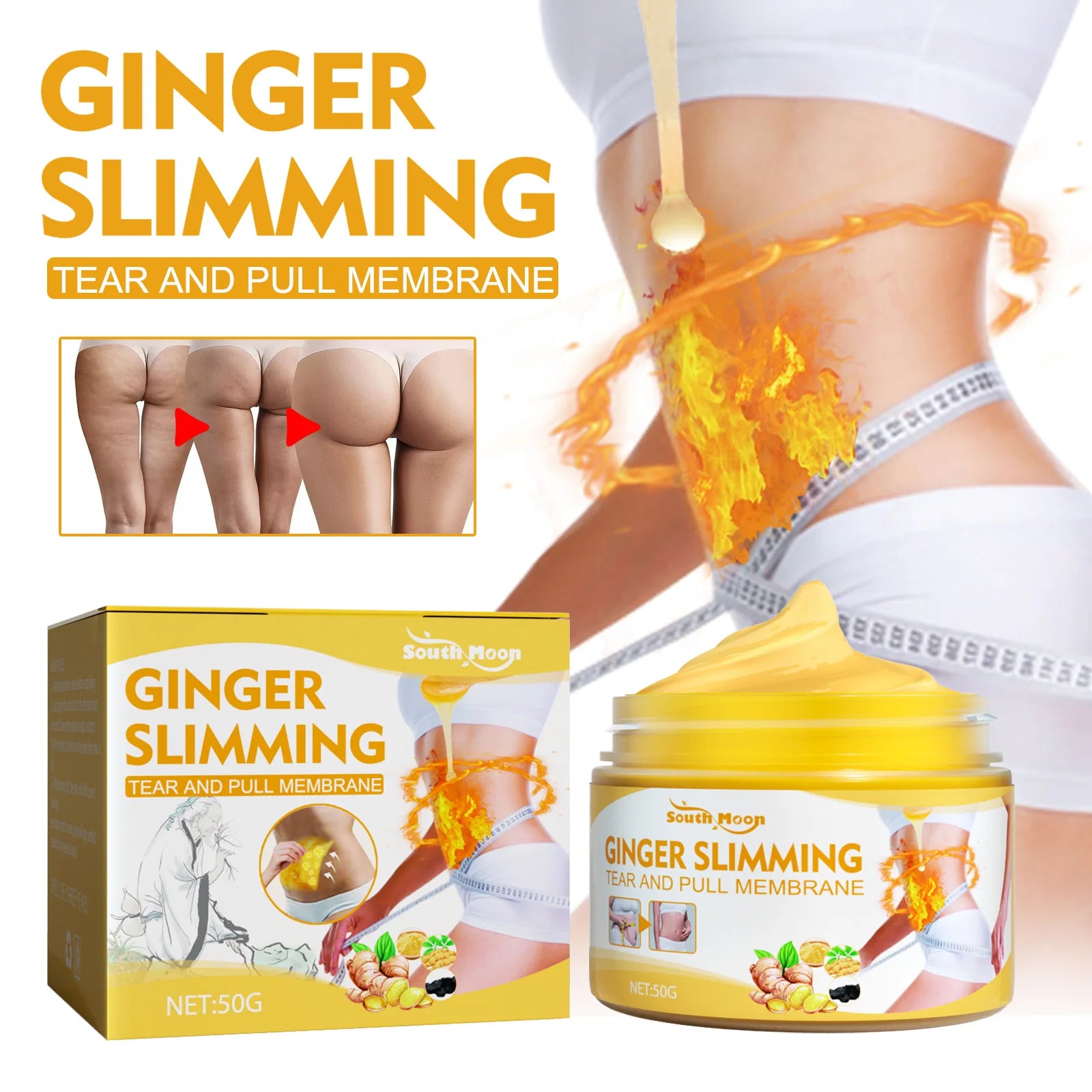 South Moon Shaping Body Cream Anti-cellulite Chin Firming Ginger Slim Gel Weight Lose Fat Burning Slimming Hot Fat Burning Cream