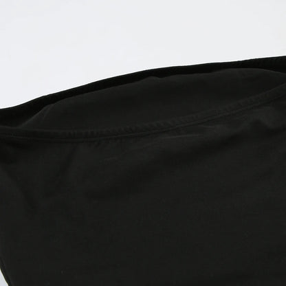 CIBBAR Gothic Print Black Tube Top Women Strapless Skinny Cropped Tops Summer Casual Chic Graphic Tees y2k Streetwear Vest Basic