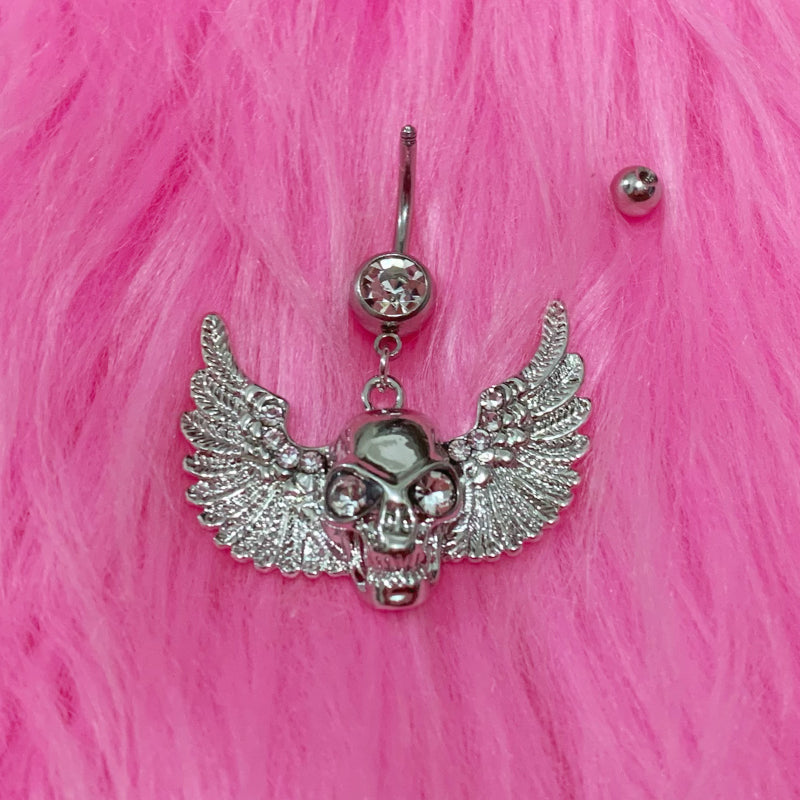 Goth Aesthetic Accessories Wings Skull Belly Button Rings Fashion Crystal Bat Heart Skeleton Belly Ring Belly Piercing Jewelry